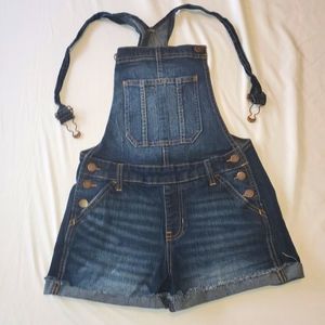 5/$25 No Boundaries Junior Girls Small (3/5) Overall Shorts Dark Denim